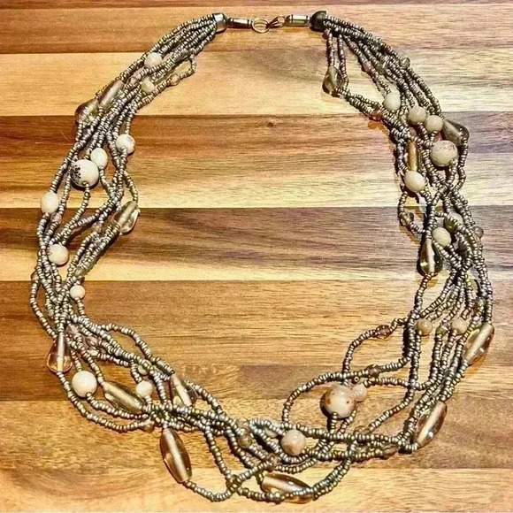 Beaded 7 Strand Statement Necklace - Picture 1 of 4